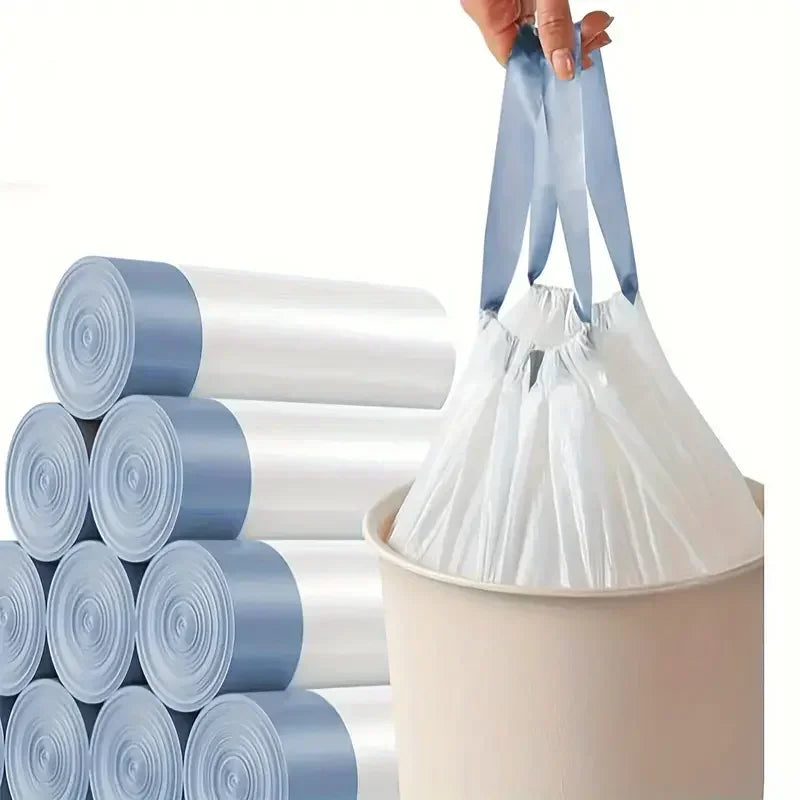75/300pcs Garbage Bag with Drawstring Household Disposable Transparent Garbage Bag Kitchen Dormitory Living Room