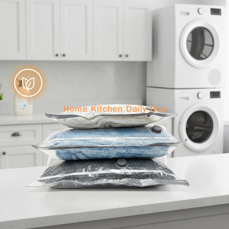 portableClothing Vacuum Storage Bags 1 6Pcs with Reliable Sealing Clip Save Space for Travel Luggage and Home Closet