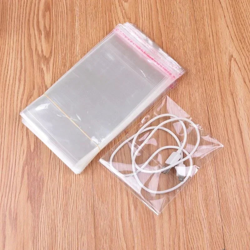 100PCS Multiple Size Clear Self-adhesive Cello Cellophane Bag Self Sealing Small Plastic Bags For Candy Packing Resealable Bags
