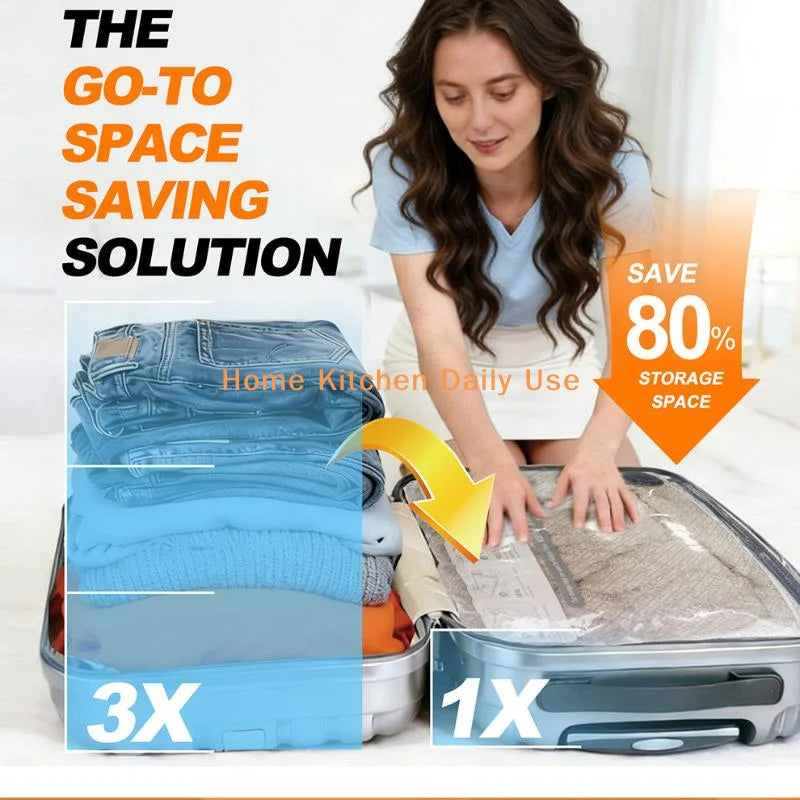 portableClothing Vacuum Storage Bags 1 6Pcs with Reliable Sealing Clip Save Space for Travel Luggage and Home Closet