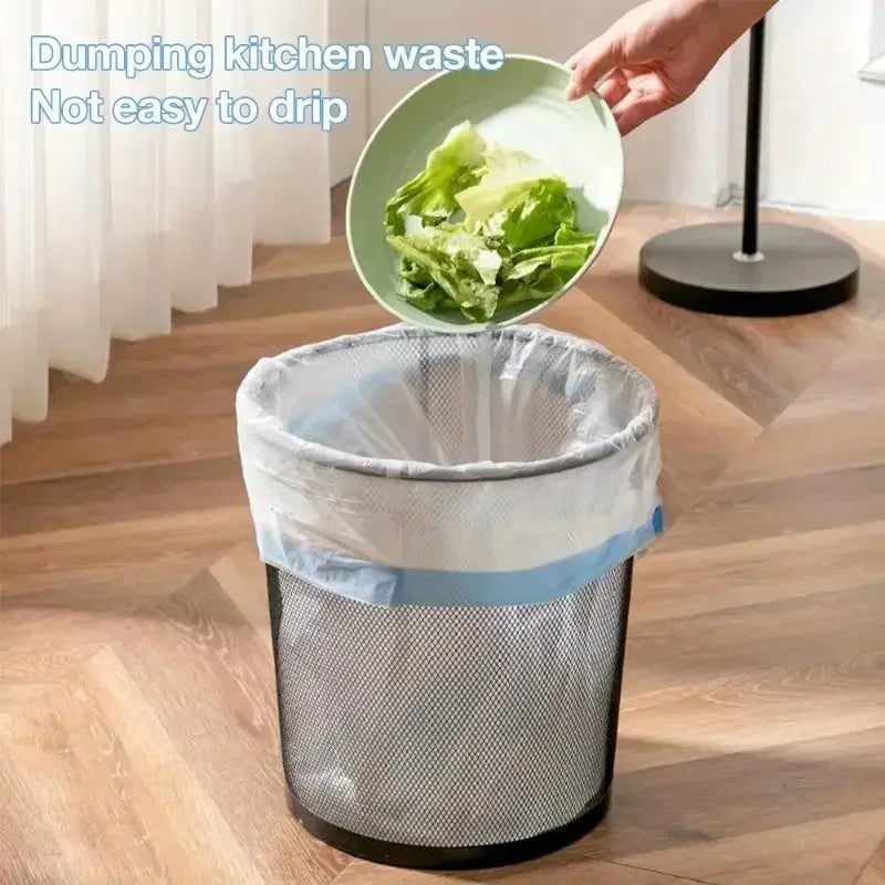 75/300pcs Garbage Bag with Drawstring Household Disposable Transparent Garbage Bag Kitchen Dormitory Living Room