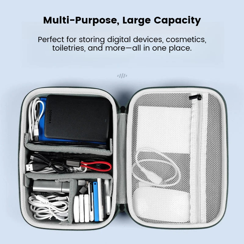 EVA Hard Shell Electronics Organizer Case Travel Storage Box for Power Bank Portable Charger USB Cables Hard Drive Gadget Bag