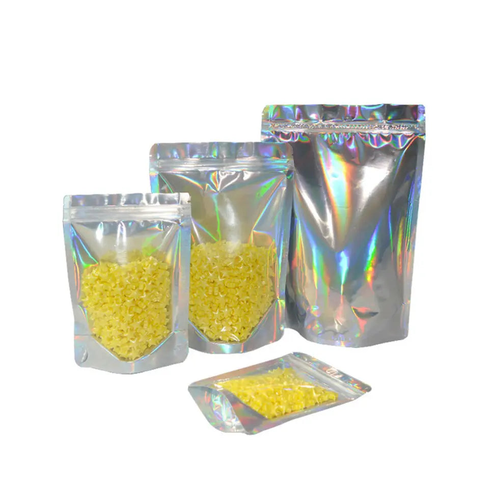 100pcs Stand Up Self-Sealing Bags Food Grade Aluminum Foil Pouches Clear Reusable Zipper Seal For Tea Coffee Snacks Candy Herbs