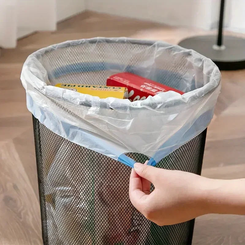 75/300pcs Garbage Bag with Drawstring Household Disposable Transparent Garbage Bag Kitchen Dormitory Living Room