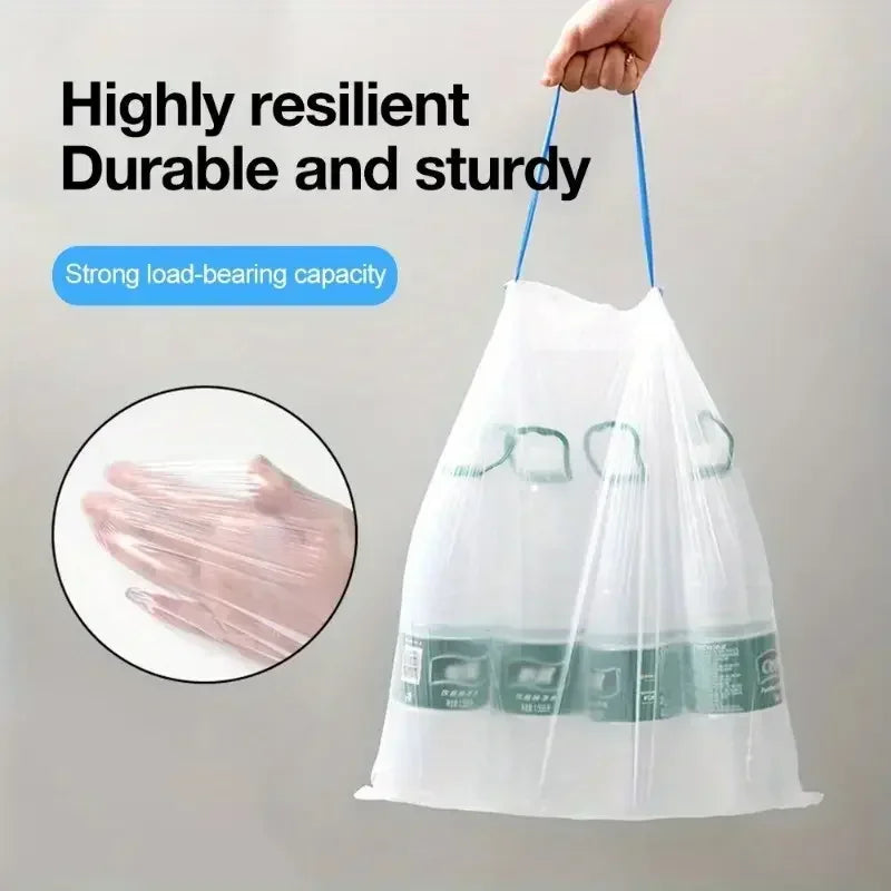 75/300pcs Garbage Bag with Drawstring Household Disposable Transparent Garbage Bag Kitchen Dormitory Living Room