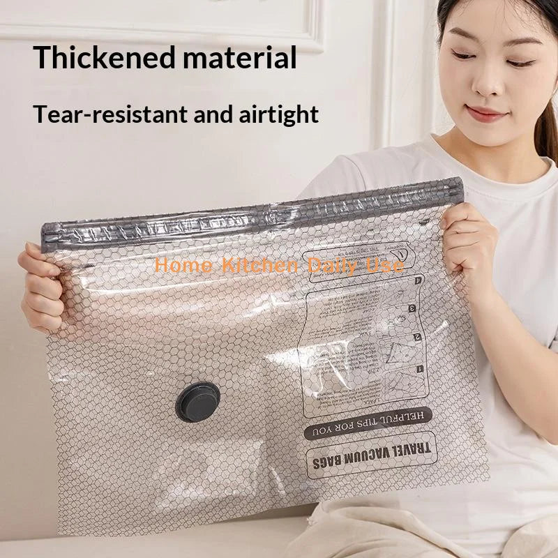 portableClothing Vacuum Storage Bags 1 6Pcs with Reliable Sealing Clip Save Space for Travel Luggage and Home Closet